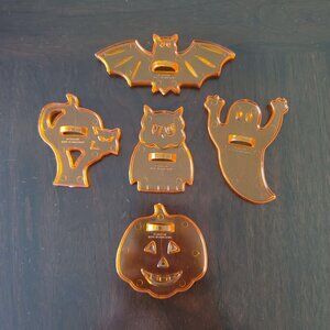Vintage Amscan Halloween Cookie Cutters Set of 5 Hong Kong Bat Pumpkin Ghost Cat